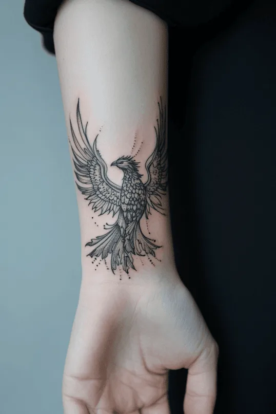 Minimalist Phoenix Wrist Tattoo