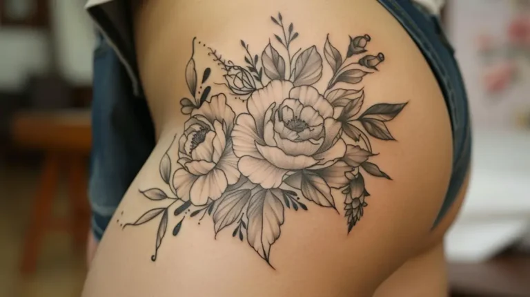 Elegant Floral Hip Tattoo Ideas For Women