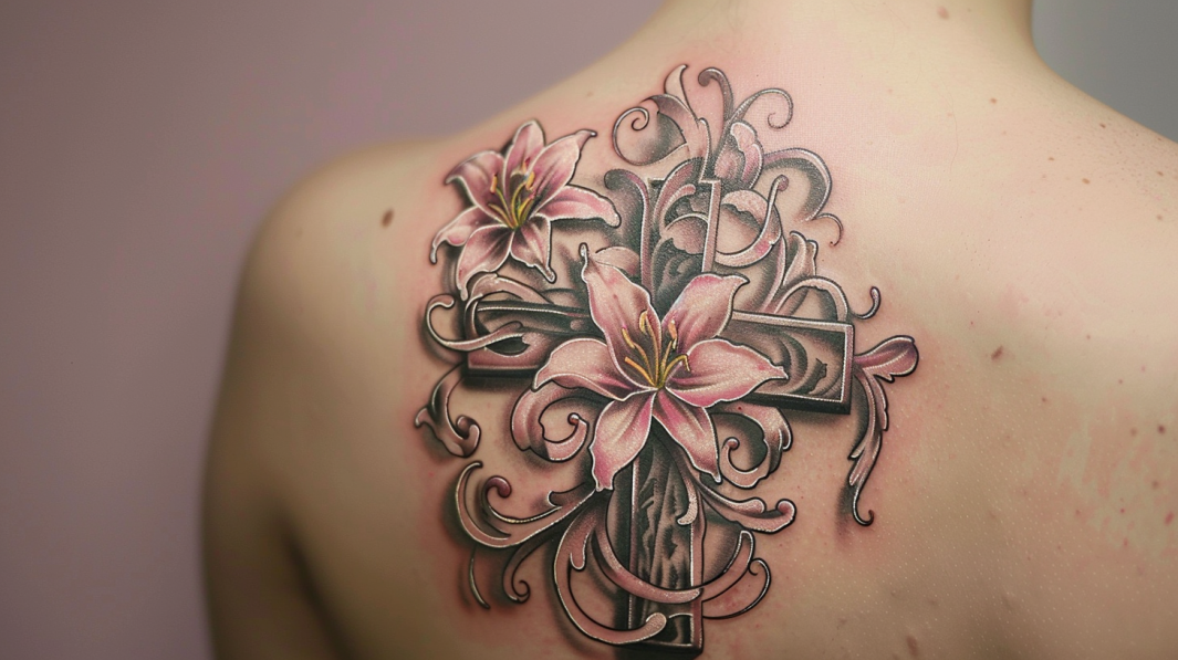 21+ Gorgeous Flower Cross Tattoo Ideas To Show Your Faith
