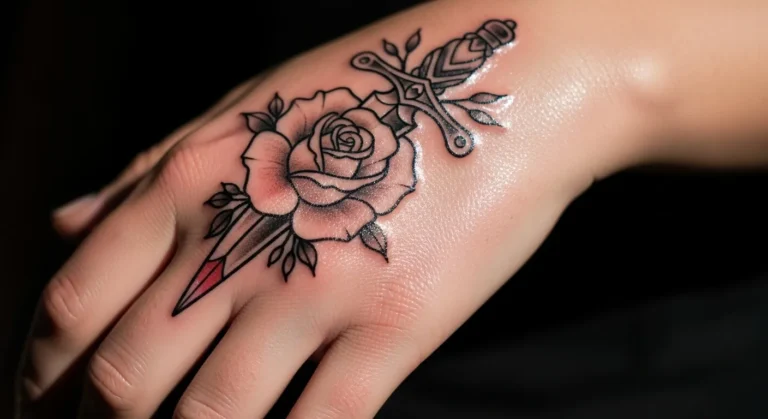 18 American Traditional Dagger and Rose Tattoos That Stay Iconic