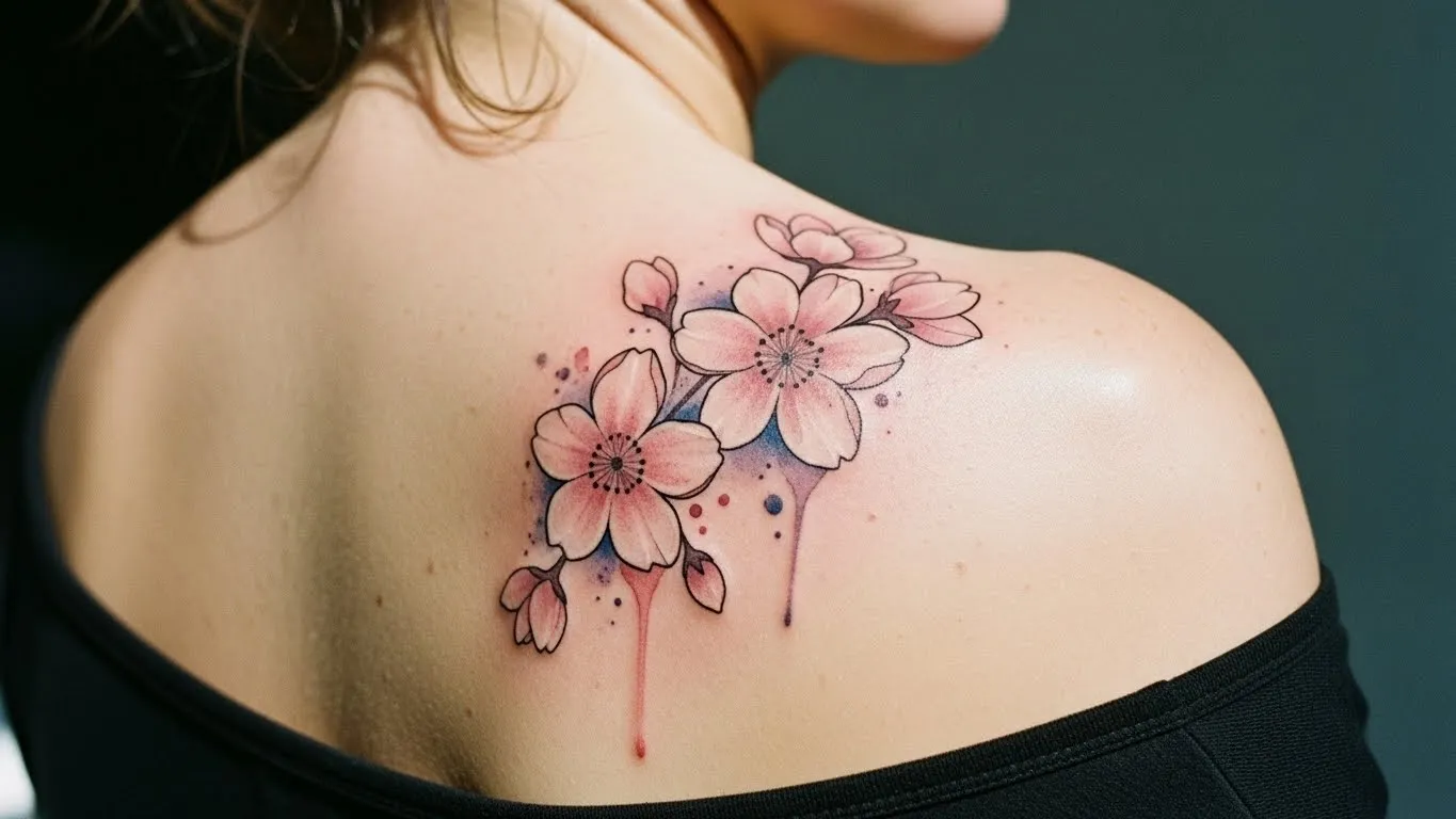 20 Watercolor Cherry Blossom Tattoos That Capture Gentle Beauty