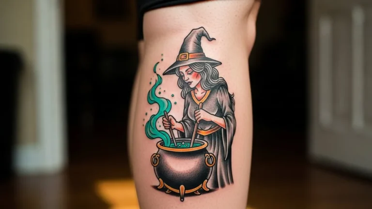 23 Neo Traditional Witch Tattoos That Add Gothic Charm