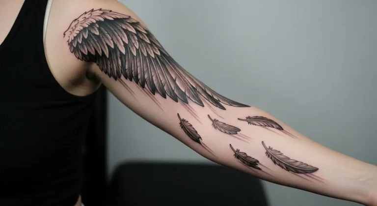 23 Striking Angel Wing Sleeve Tattoos Designed To Command Attention
