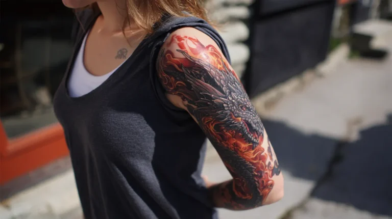 24 Chic Dragon Sleeve Tattoos for Women With High Impact Style