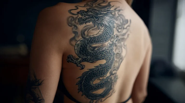25 Elegant Dragon Back Tattoos for Women With Flowing Movement