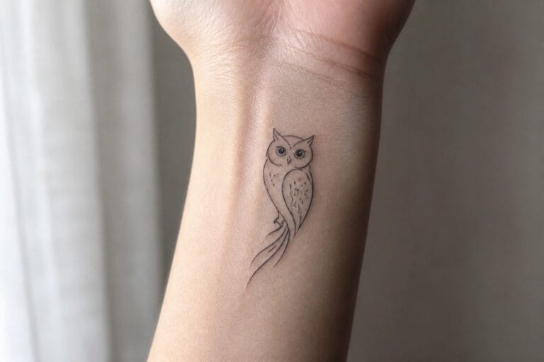 20 Owl Wrist Tattoo Ideas for Women That Stay Delicate and Stylish Small fine line owl tattoo placed on the inner wrist