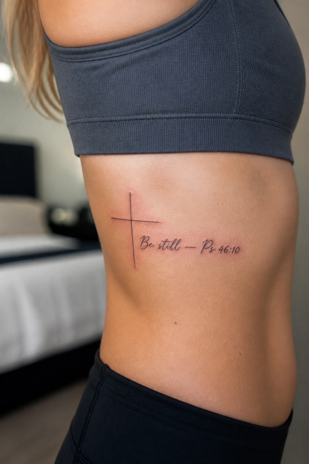 Minimalist cross tattoo with 