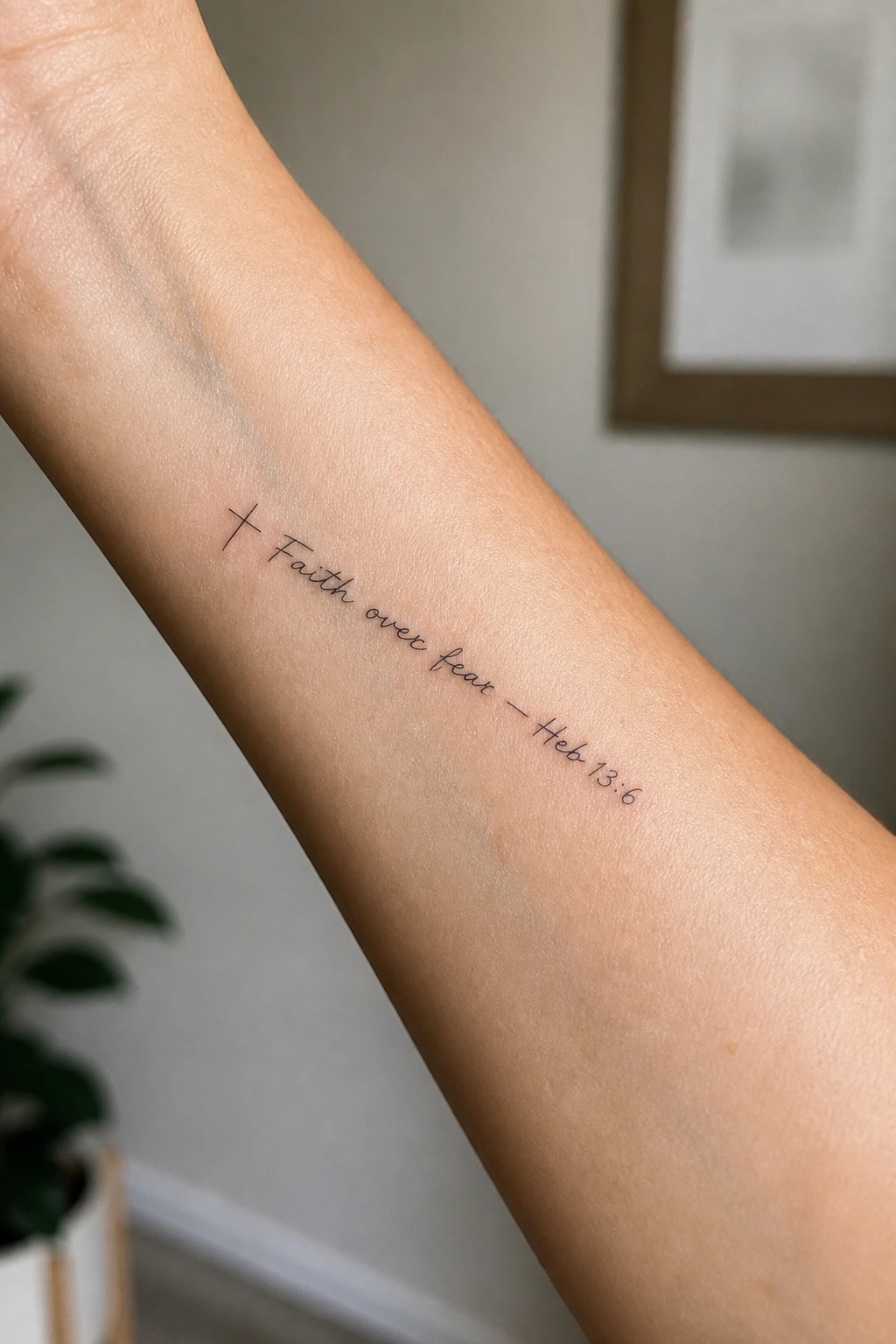 Pale forearm with cursive 