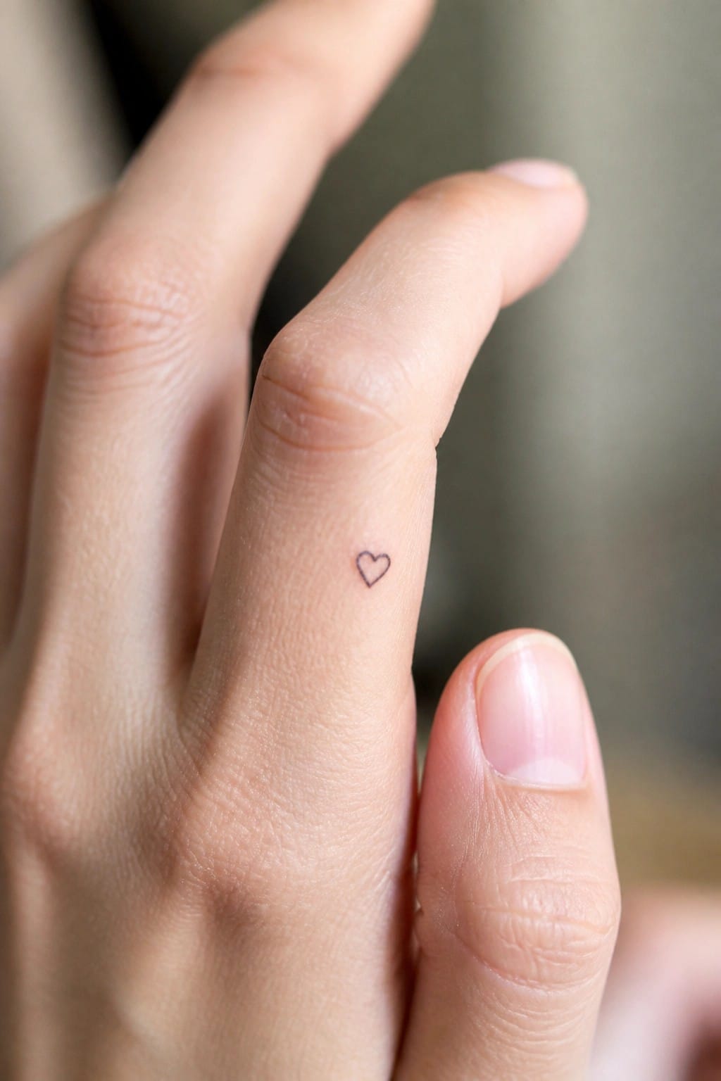 Close-up of fingers with a small black heart tattoo on one.