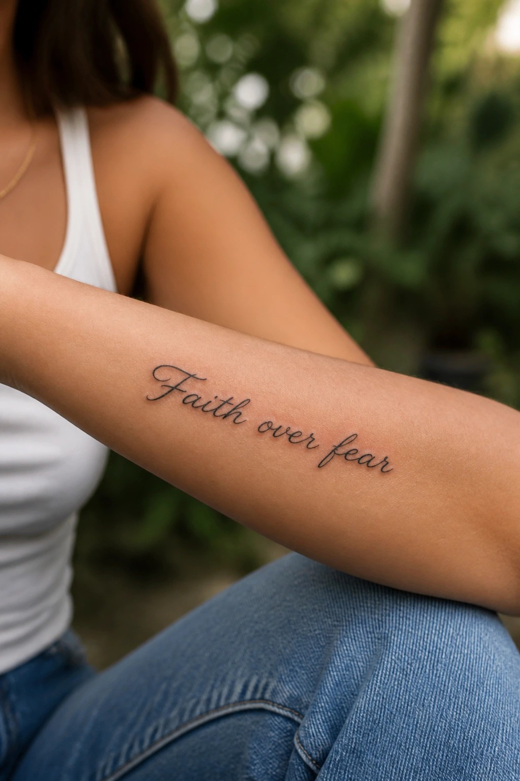 Person's forearm with cursive