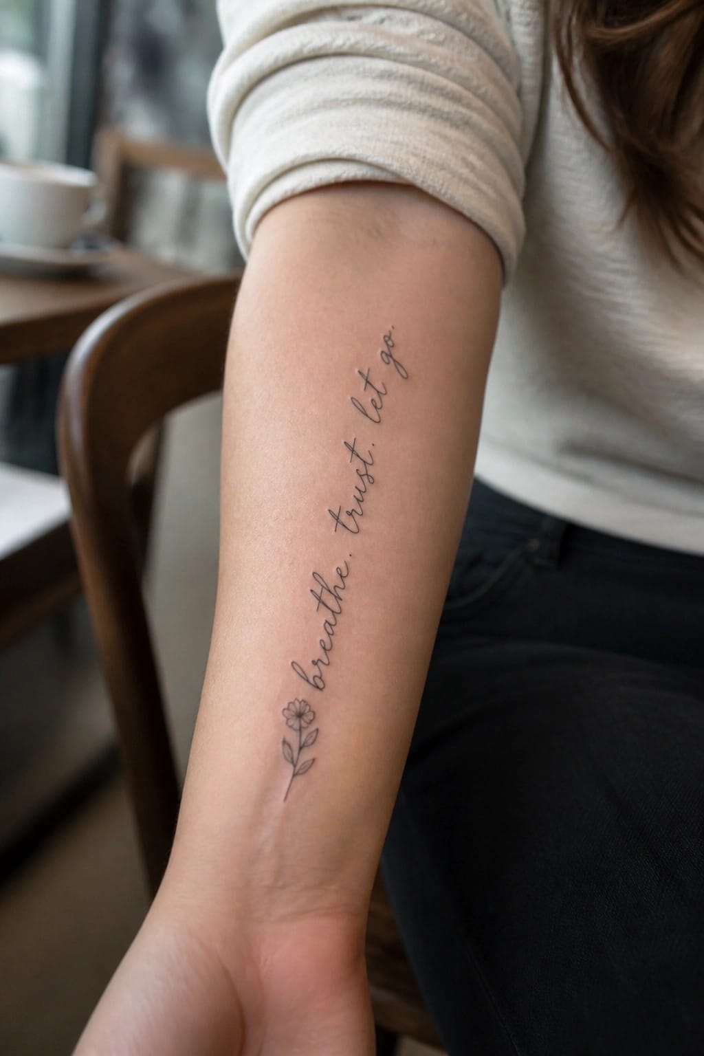 Arm with cursive