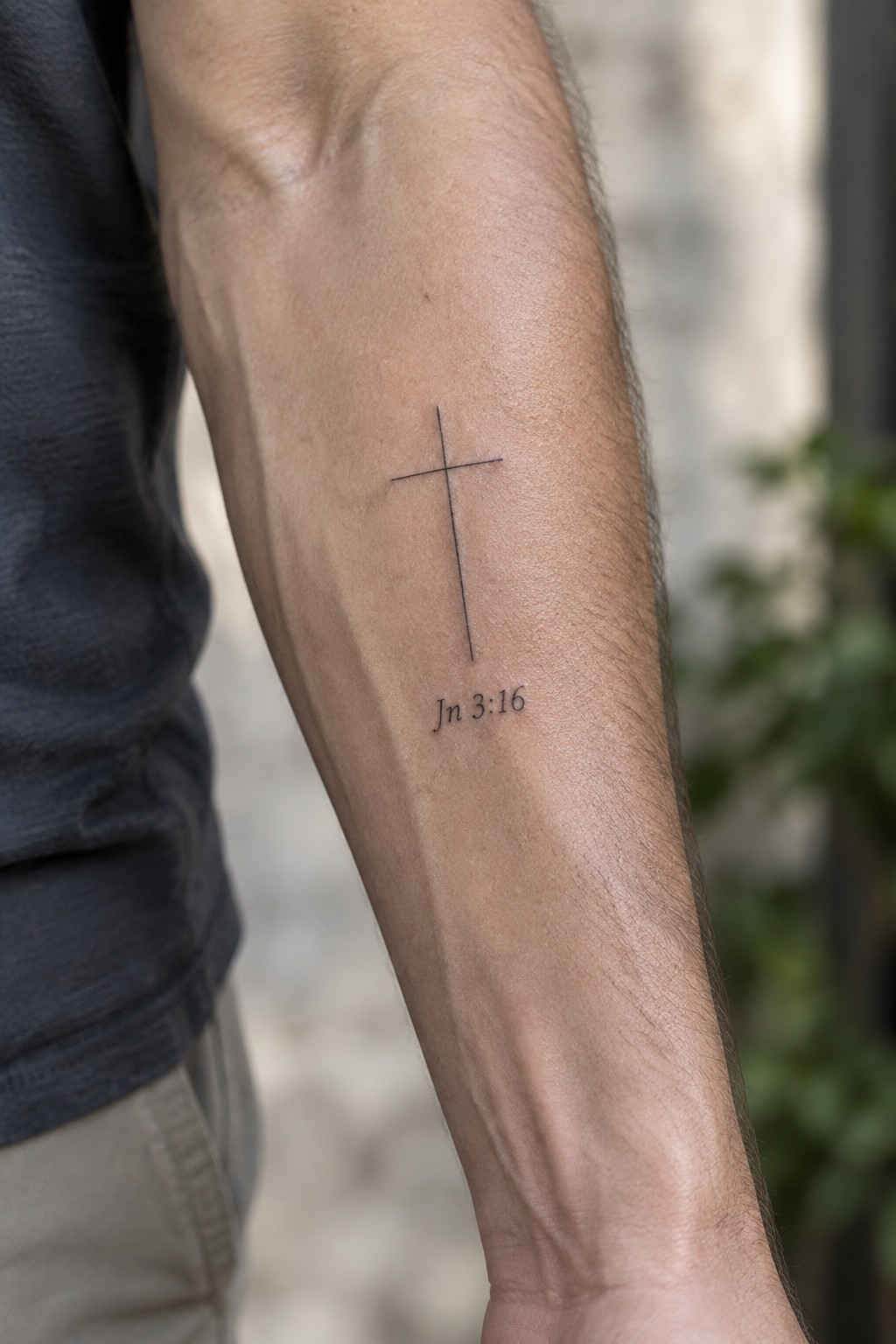 Simple black cross tattoo with