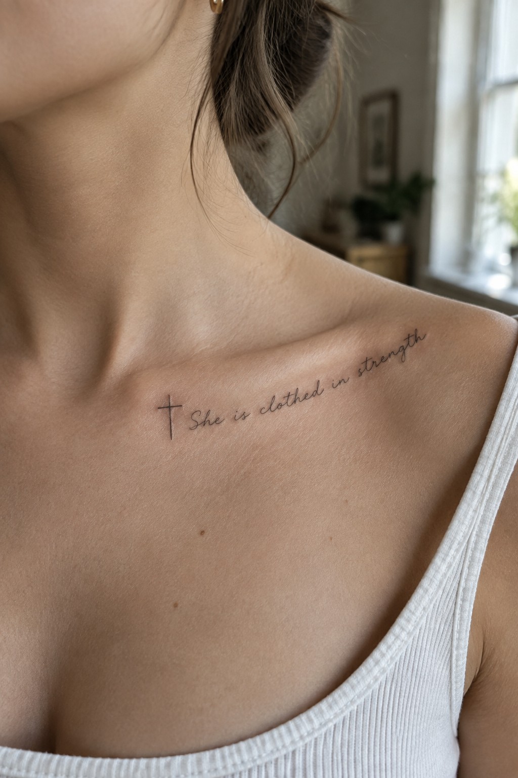 Shoulder tattoo of cross and 