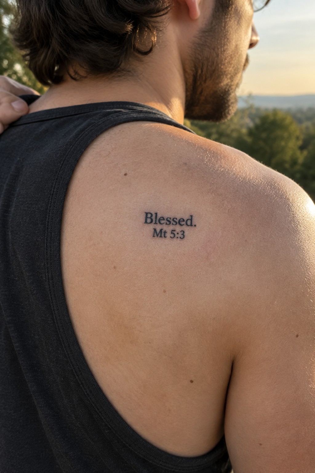Man's shoulder with 