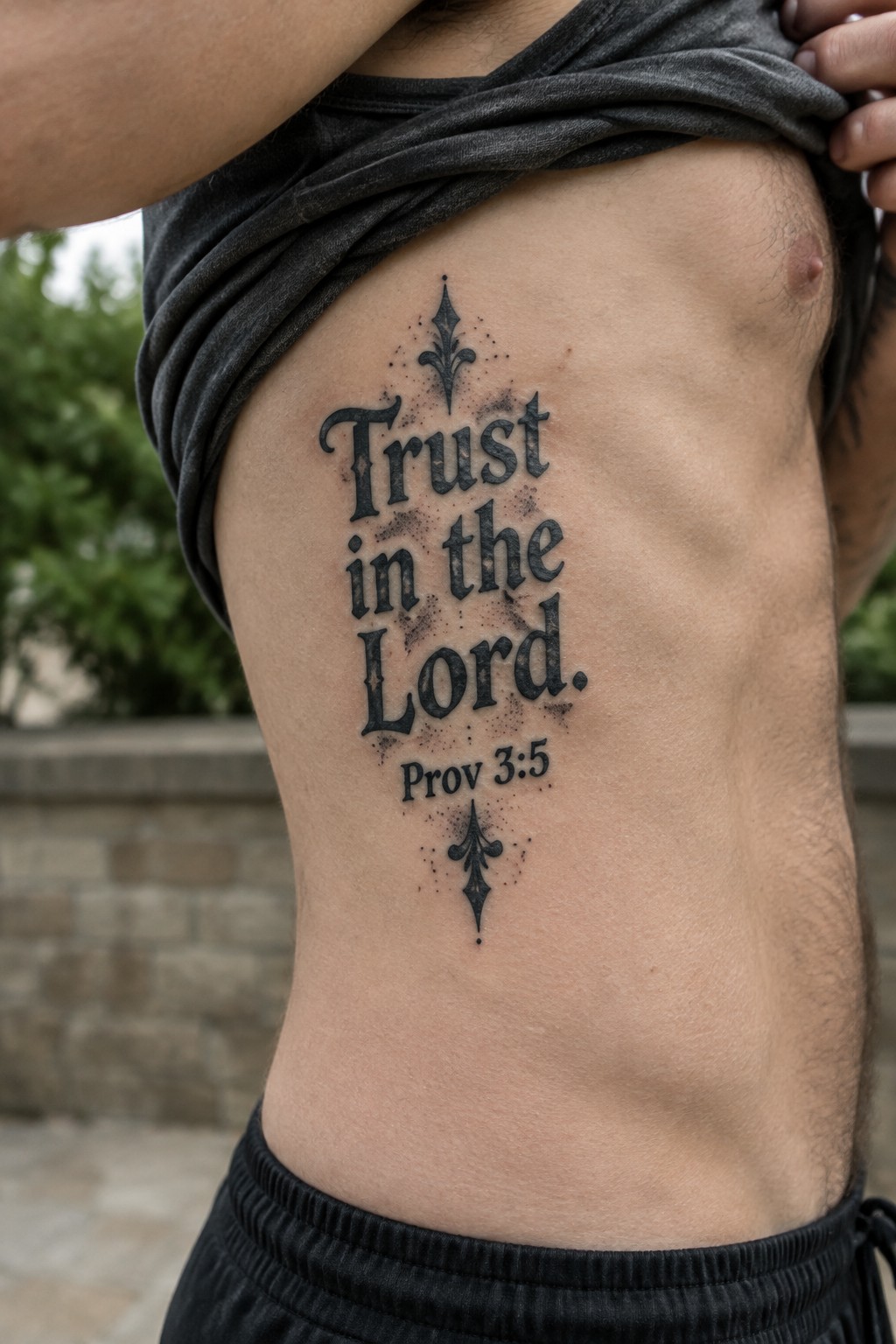 Man's torso with ornate 