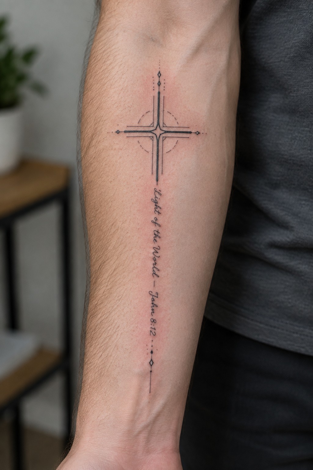 Geometric cross tattoo with 