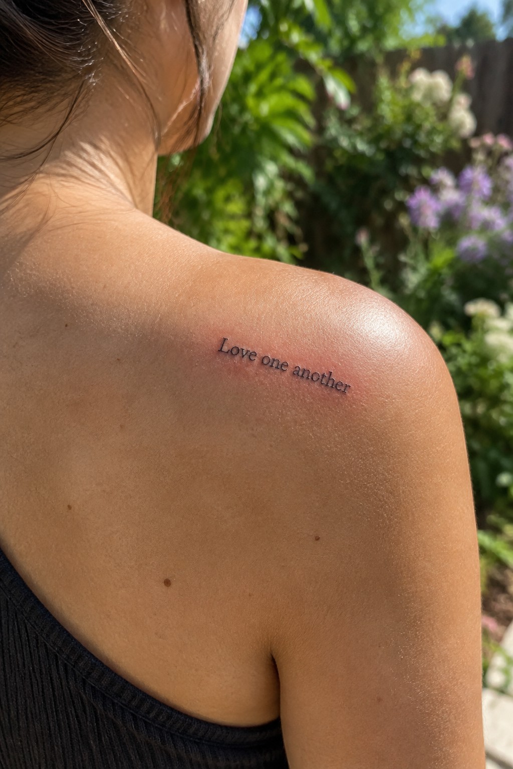 Tanned shoulder with
