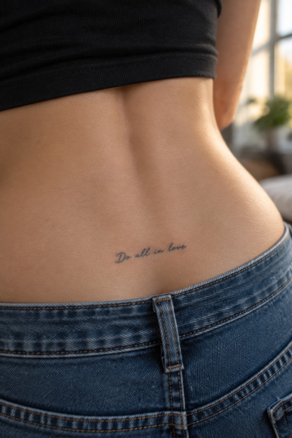 Small cursive script tattoo that reads