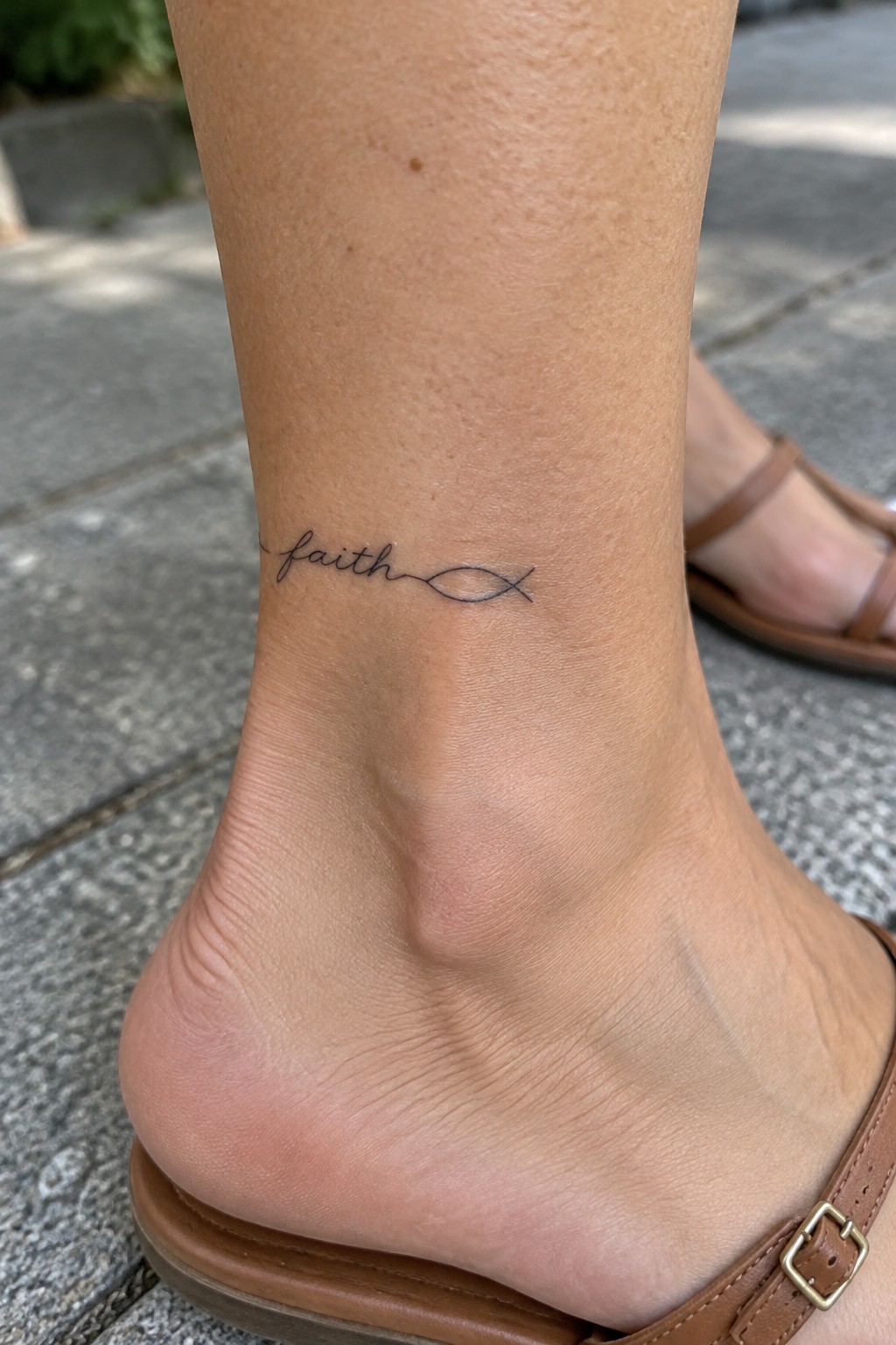 Ankle tattoo spelling 