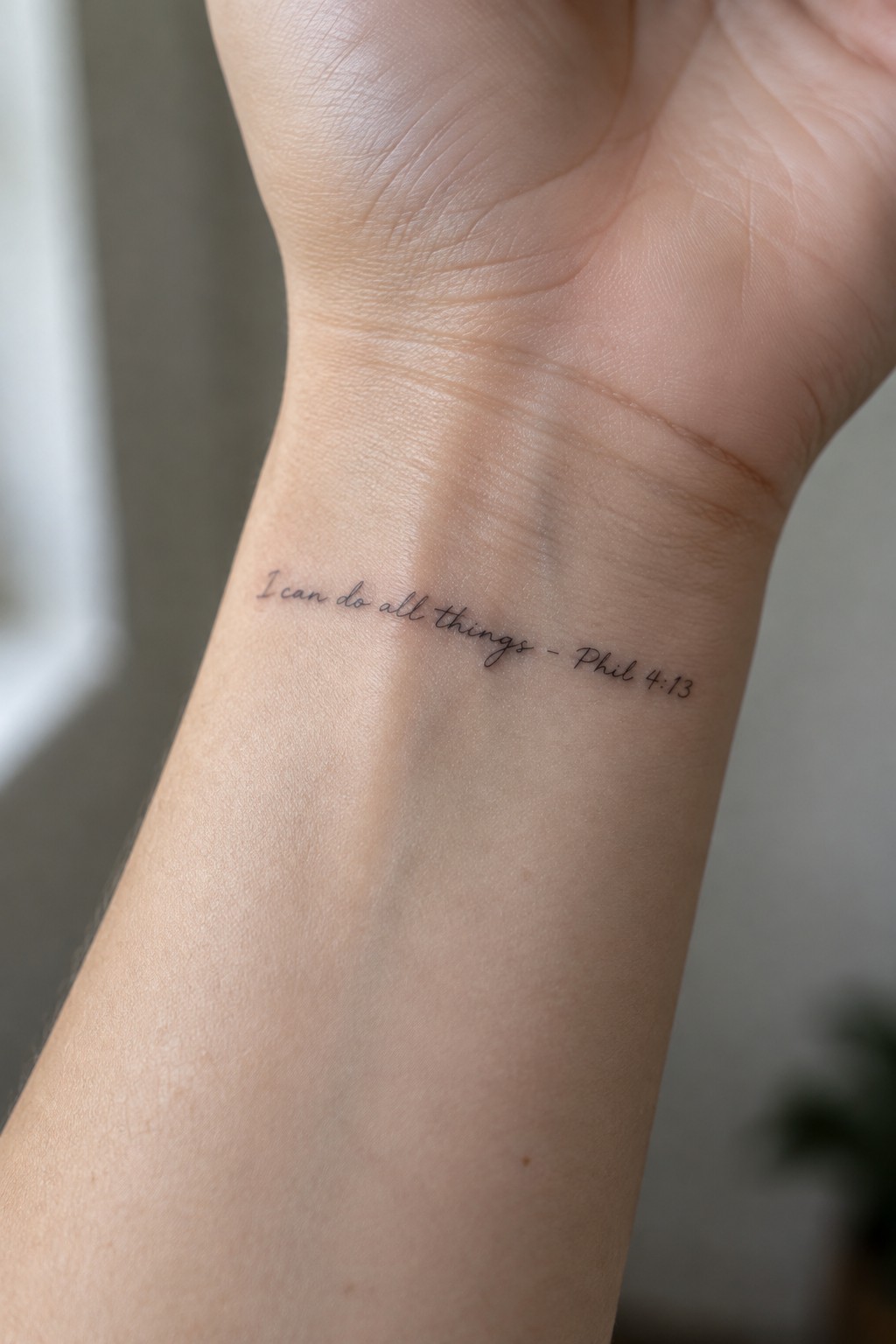 Fine line cursive tattoo reading