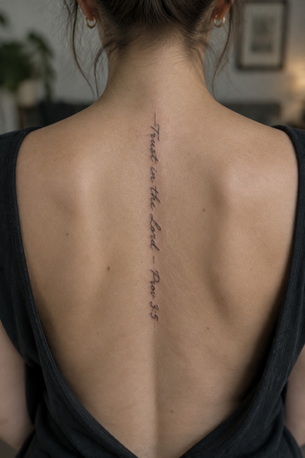 Woman's back with vertical