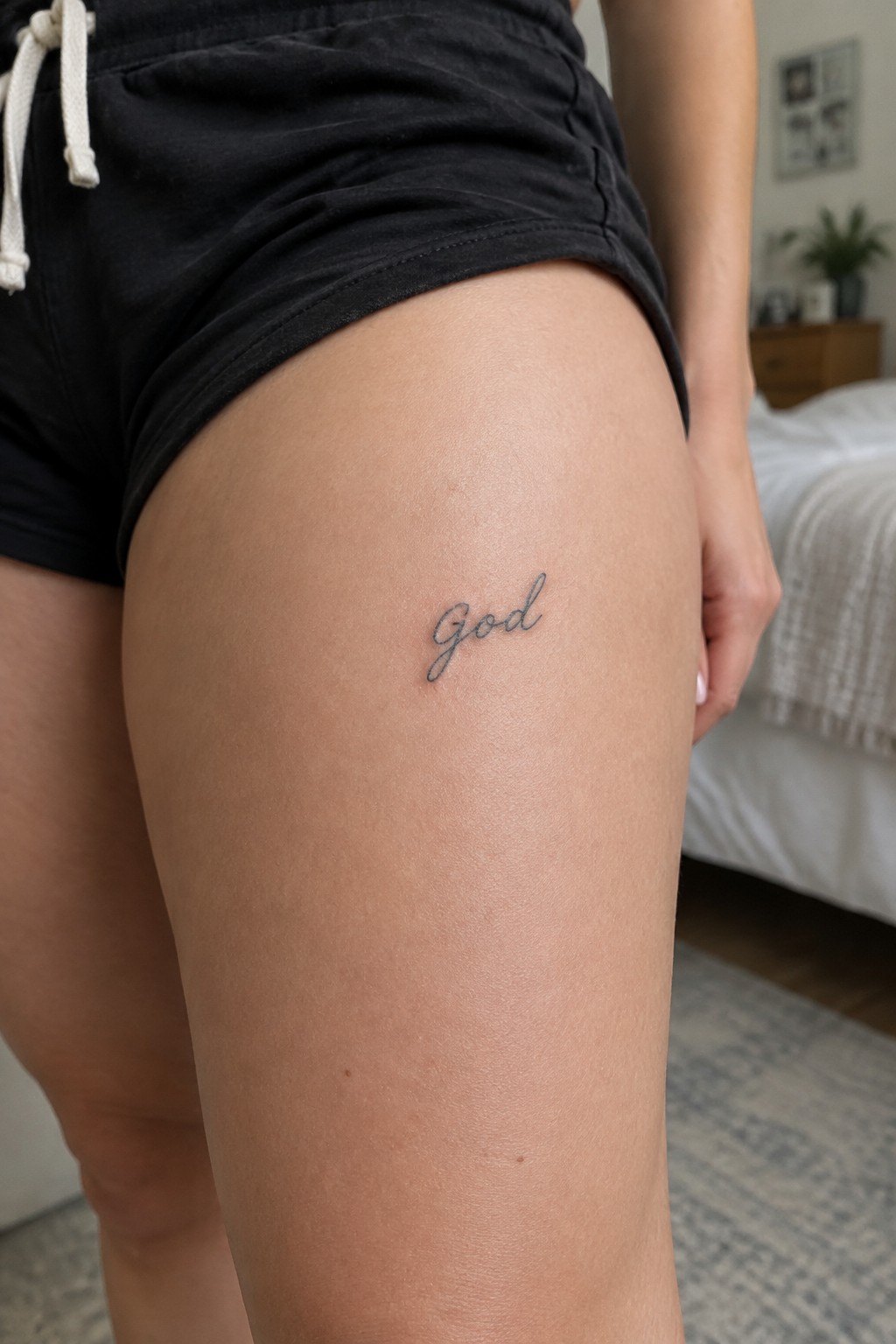 Thigh with cursive