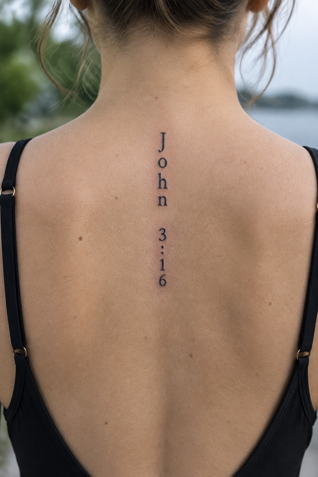 Woman's upper back with vertical