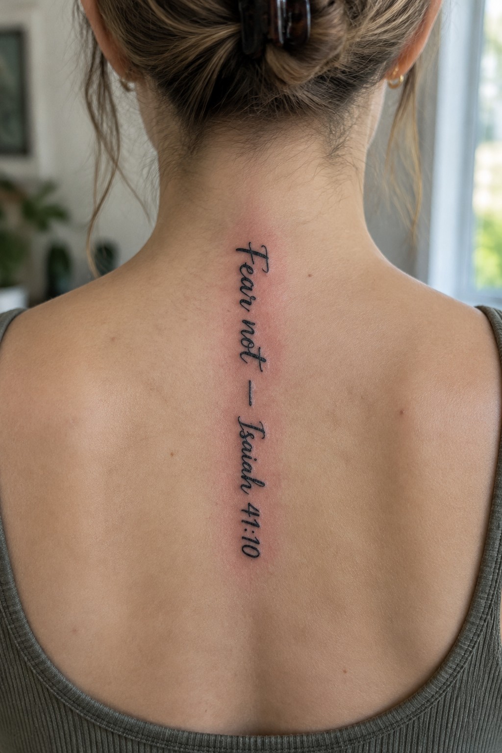 Woman's upper back with fresh vertical