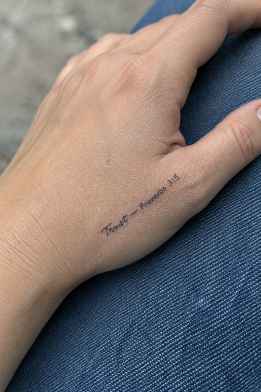 Small script tattoo reading