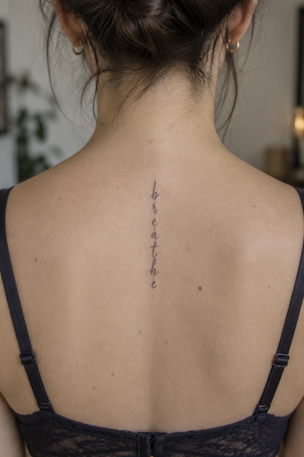 Woman's back with vertical