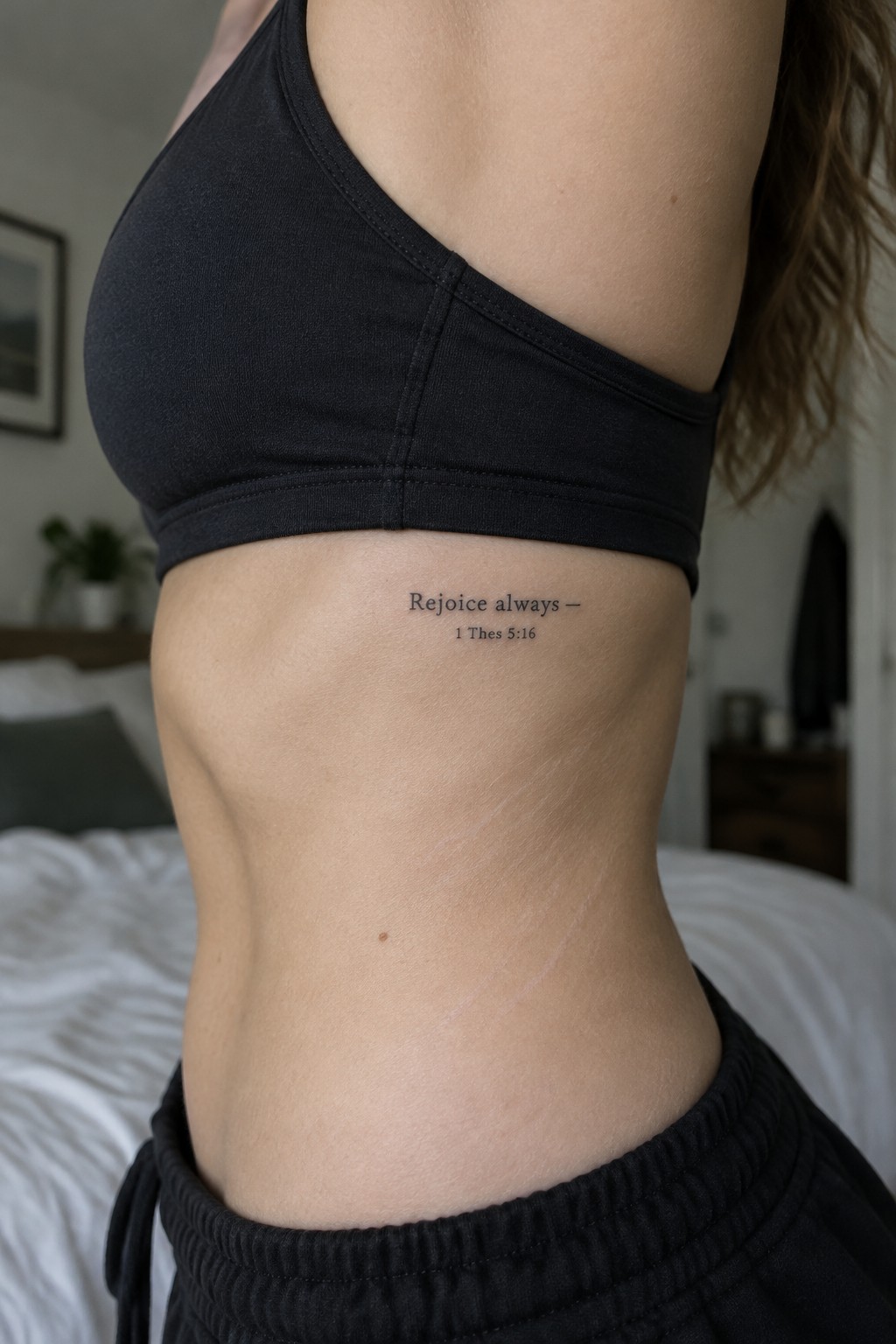 Torso in black sports bra with 