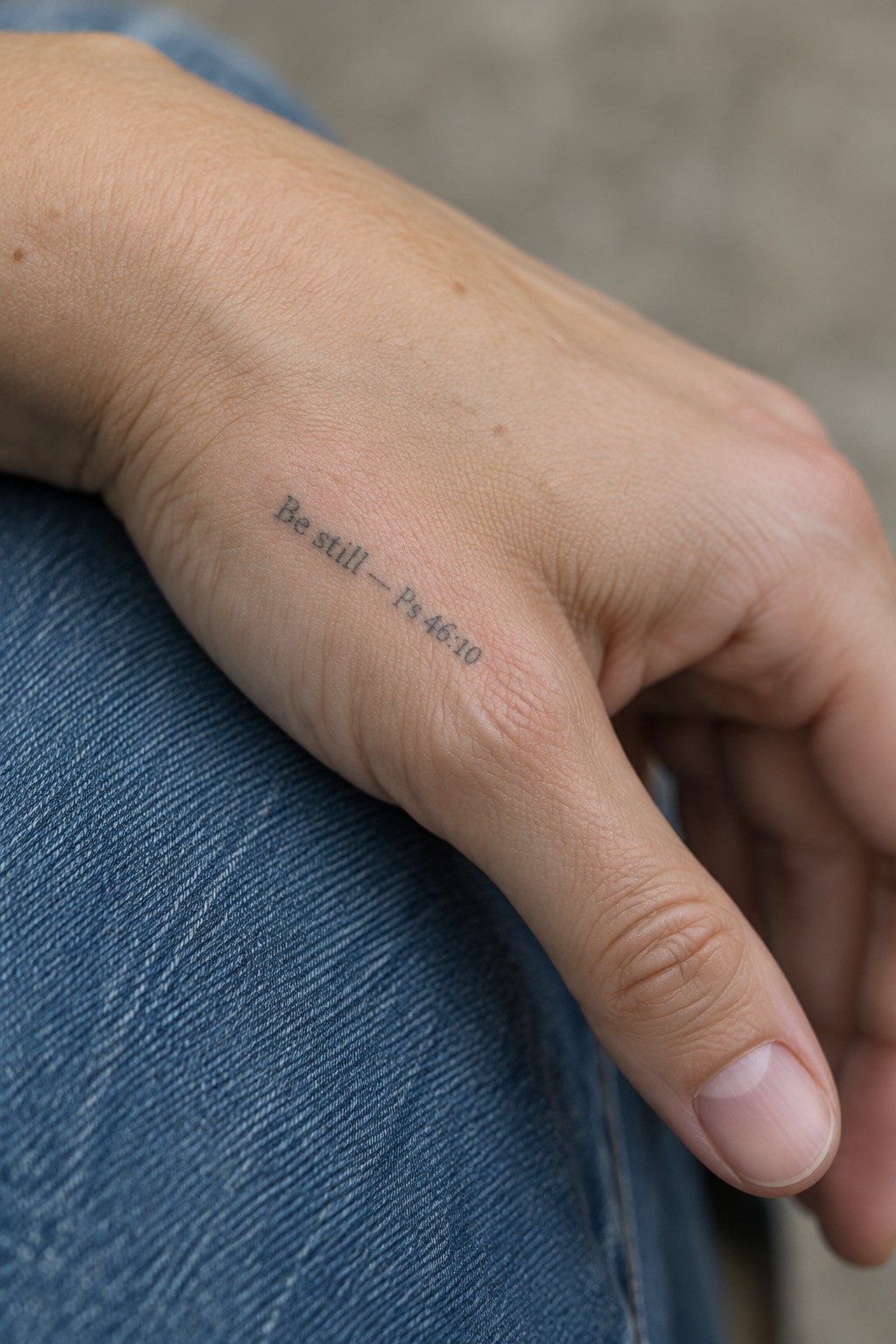 Small tattoo of the words 