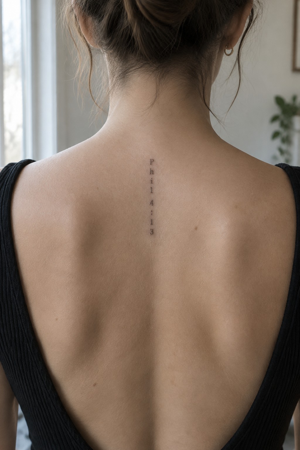Woman's back with vertical